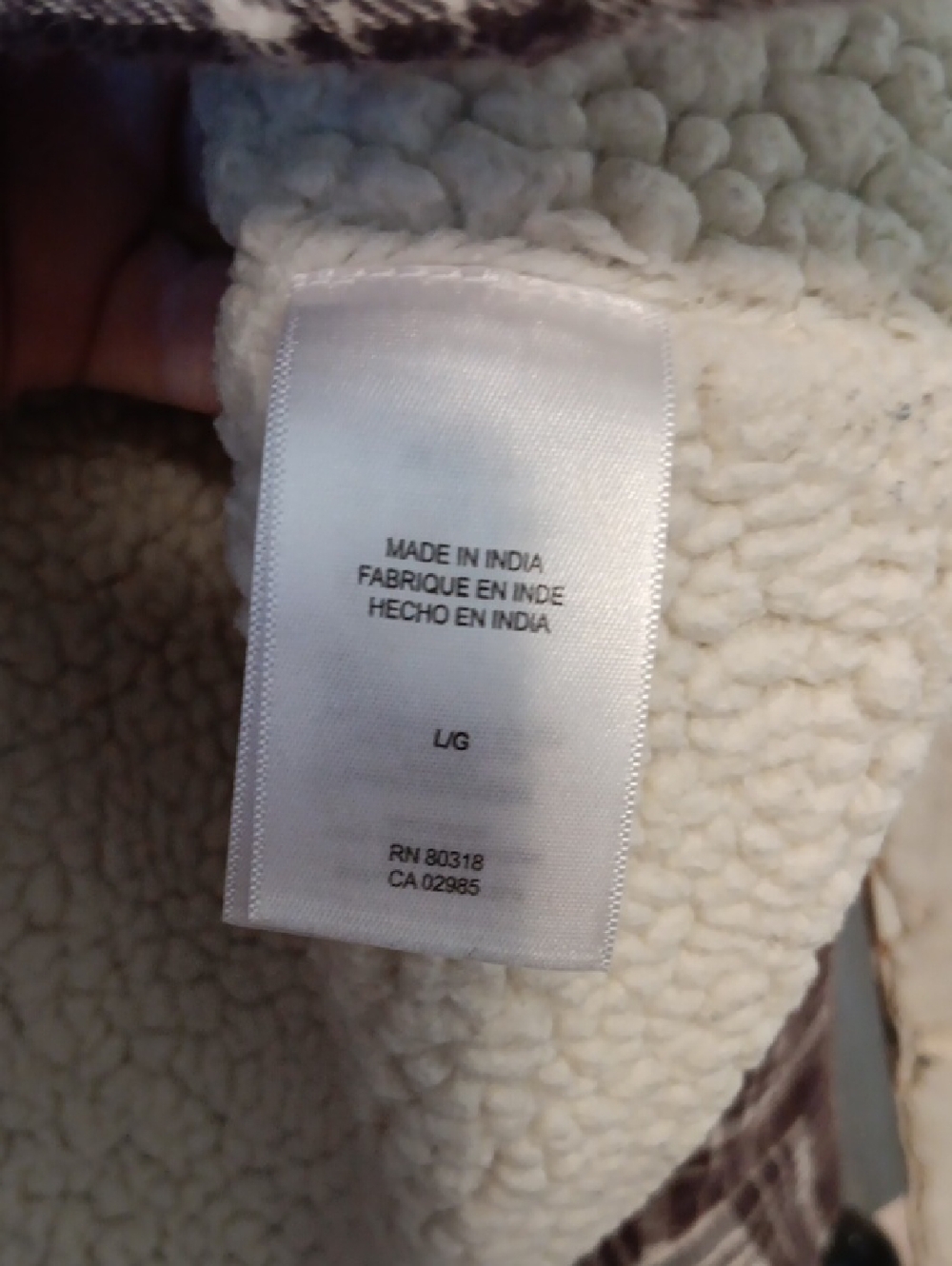 Lucky Brand Sherpa-Lined Plaid Shacket in Off-White & Dark Brown - Picture 4 of 8